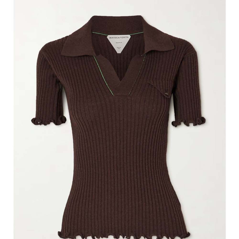 Bottega Veneta Chocolate Ribbed Knit Top